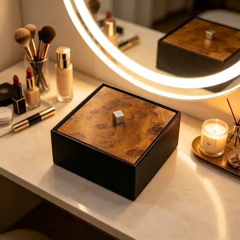Jewelry And Watches Box - กล่องเก็บนาฬิกาหรูหราสไตล์อิตาลี กล่องใส่เครื่องประดับสแตนเลส กล่องเก็บนาฬิกาลายไม้ ของตกแต่งตู้เสื้อผ้า ของใช้จัดเก็บในบ้าน