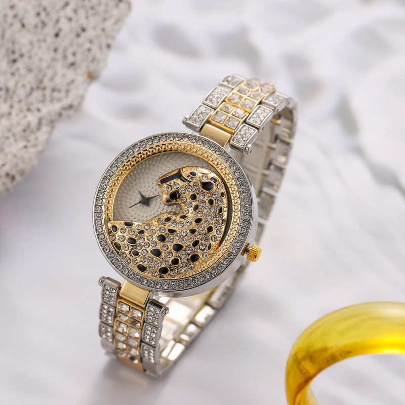 Jewelry Watches For Ladies - UTHAI H30 นาฬิกาผู้หญิงลายเสือดาวเพชรควอตซ์แฟชั่นบุคลิกภาพสุภาพสตรีเครื่องประดับสร้อยข้อมือนาฬิกา