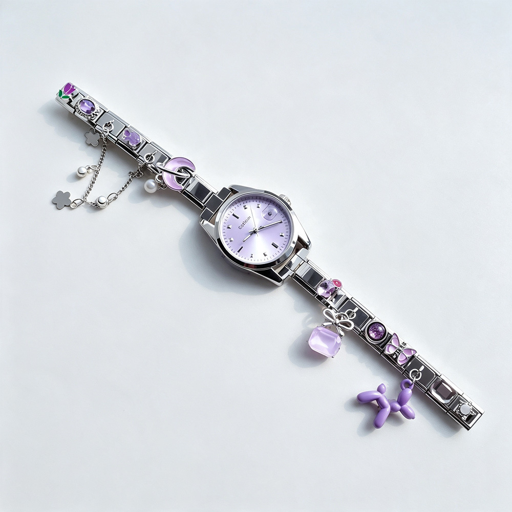 Jewelry Watches For Ladies - นาฬิกาข้อมือสแตนเลสสตีลสไตล์อิตาลี DIY พร้อมสายรัดข้อมือแบบผสมสี นาฬิกาควอตซ์แฟชั่นสำหรับผู้หญิง ของขวัญเครื่องประดับ