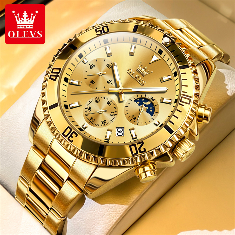 Jewelry Inspired Watches - OLEVS นาฬิกาผู้ชายแบรนด์ชั้นนำหรูหรานาฬิกาทหารควอตซ์สีทองกันน้ำวันที่สแตนเลสเรืองแสงนาฬิกาผู้ชาย reloj