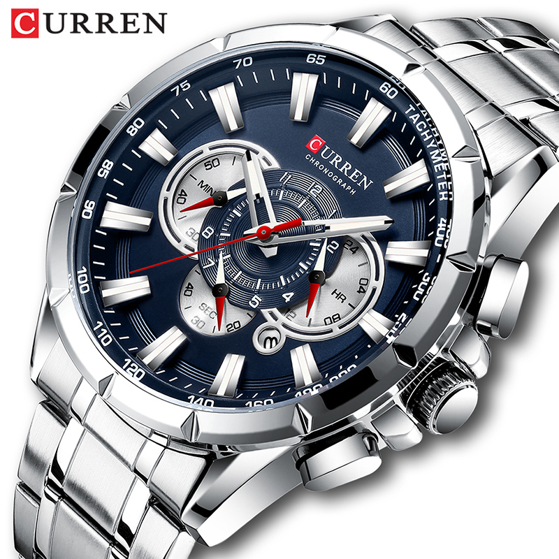 Jewelry Inspired Watches - CURREN นาฬิกาข้อมือผู้ชายกันน้ำ Chronograph กองทัพทหารสแตนเลสชายนาฬิกาแบรนด์หรูผู้ชายกีฬานาฬิกา8363