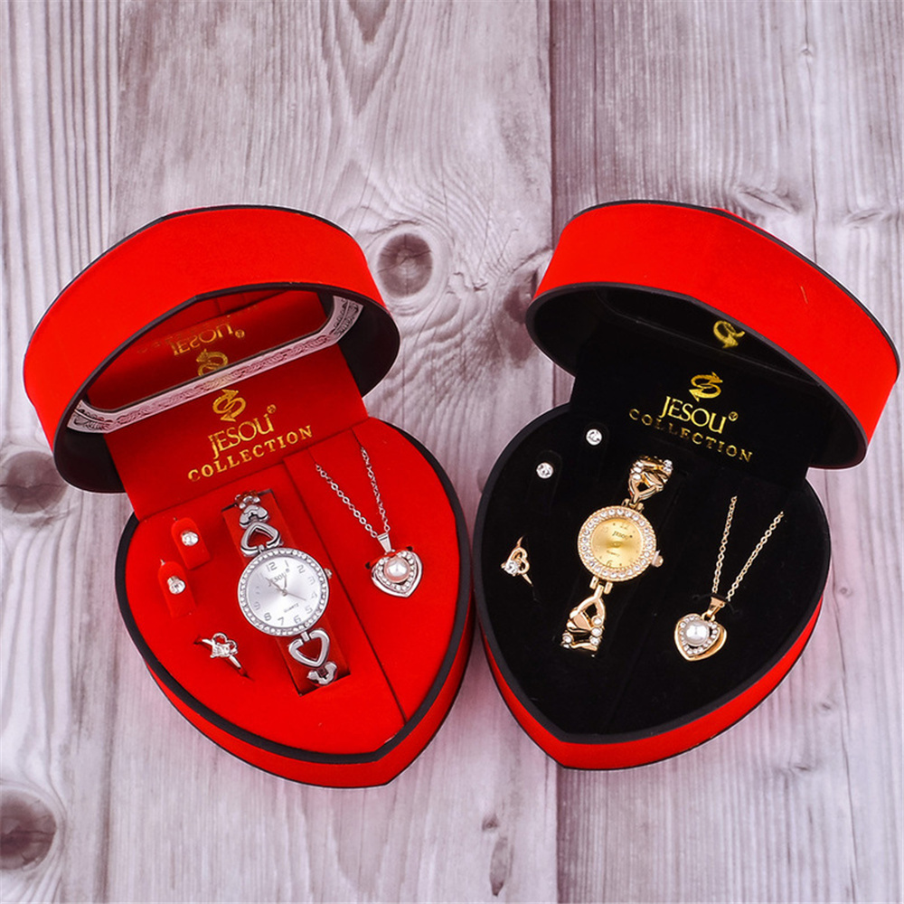 Jewelry Watches Silver - ชุดนาฬิกาข้อมือผู้หญิงใหม่ปี 2026 พร้อมสร้อยคอคริสตัลสีทองเงิน แหวน ต่างหู นาฬิกาควอตซ์