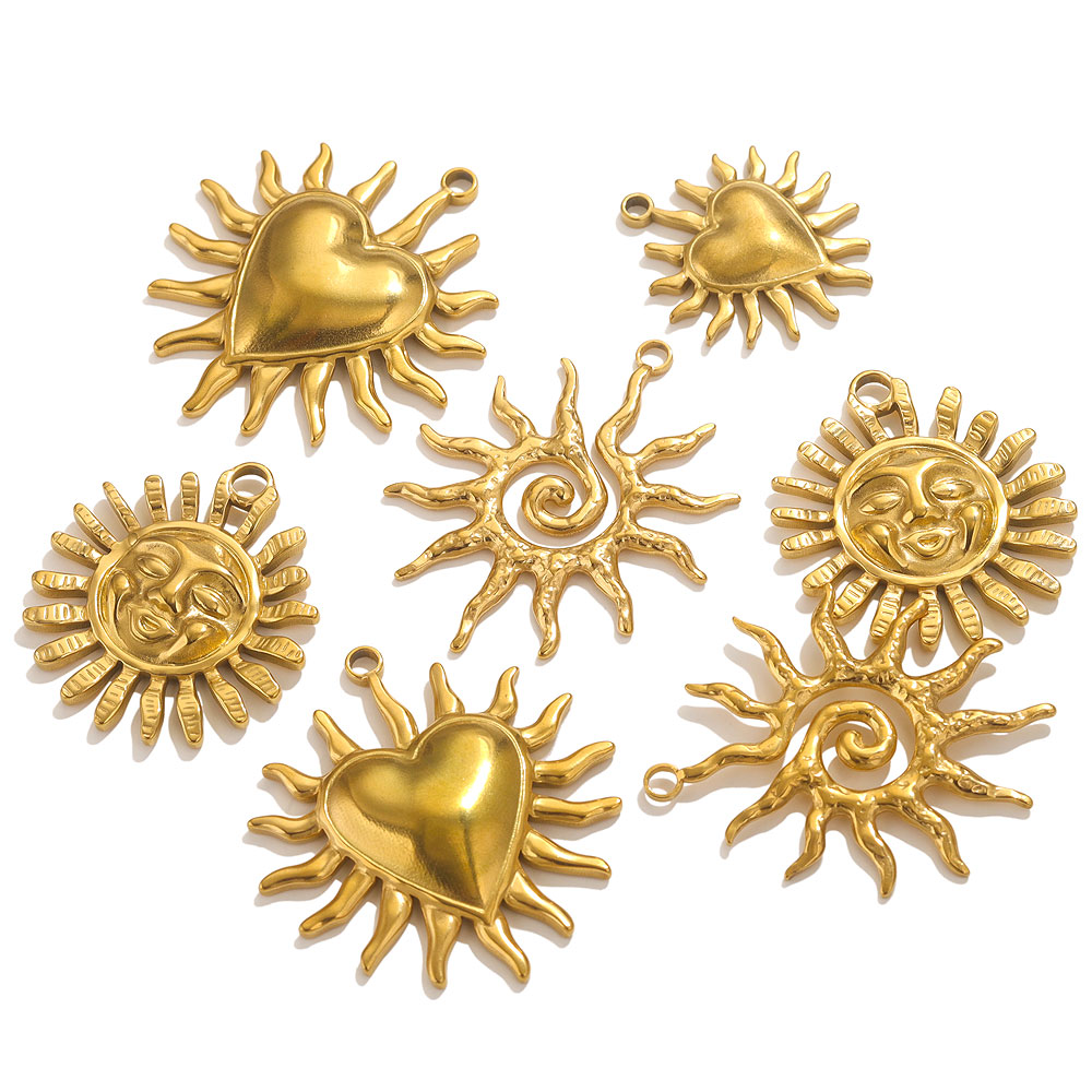 Moon Star Earrings - 5ชิ้นสแตนเลสยิ้มดวงอาทิตย์เสน่ห์สำหรับเครื่องประดับทำต่างหูหัวใจเสน่ห์เครื่องประดับสร้อยคอทำอุปกรณ์