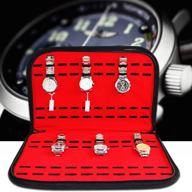 Jewelry And Watches Box - กระเป๋าเก็บนาฬิกา 20 ช่อง กระเป๋าใส่นาฬิกาสำหรับเดินทาง กล่องเก็บนาฬิกาผู้ชาย กระเป๋าจัดเก็บเครื่องประดับนาฬิกา
