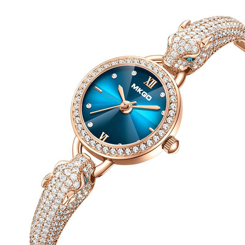 Jewelry Watches For Ladies - นาฬิกาข้อมือผู้หญิงลายเสือดาว กันน้ำ ประดับเพชรหรูหรา ระยิบระยับ
