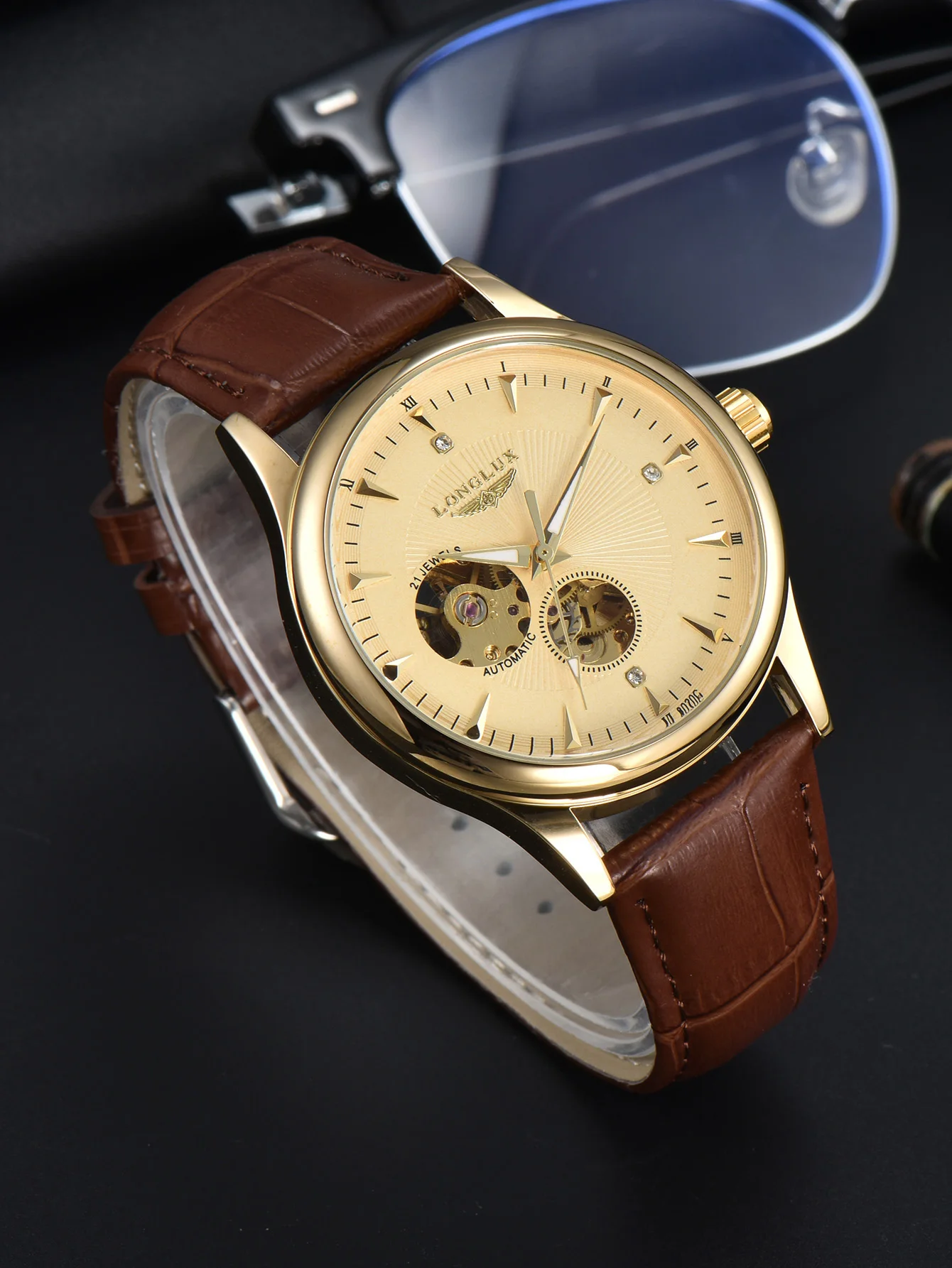 Seiko Watch Presage - นาฬิกาอัตโนมัติ LONGLUX ดีไซน์หรูหรา นาฬิกาข้อมือจักรกลแบบขายส่ง โครงกระดูก หน้าปัดโรมัน