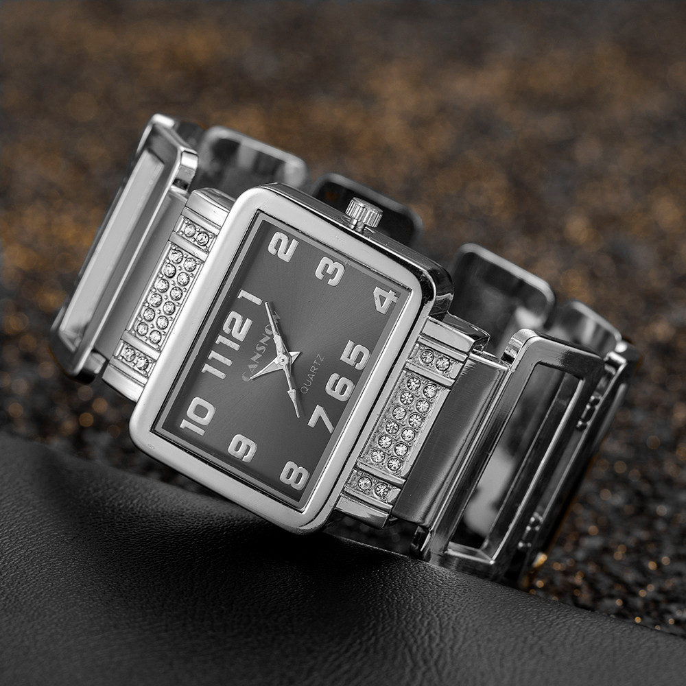 Cansnow สี่เหลี่ยมผืนผ้าสุภาพส - Jewelry Watches Silver บทวิจารณ์และราคา