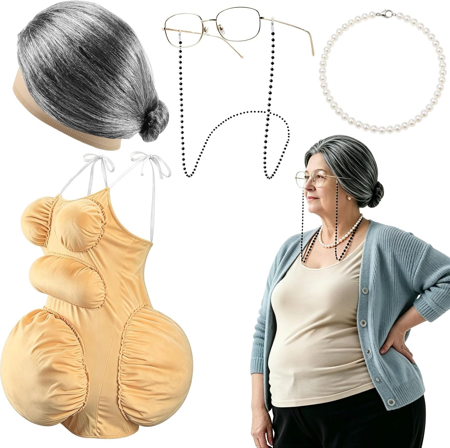 ชุดคอสตูมหญิงชราอ้วน ชุดหน้าท้ - Pearl Necklace บทวิจารณ์และราคา
