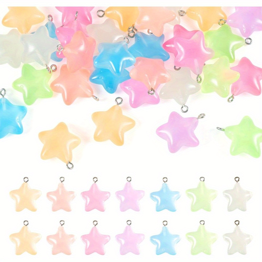 6/24/40pcs สีผสม Luminous เรซิ - Moon Star Earrings บทวิจารณ์และราคา