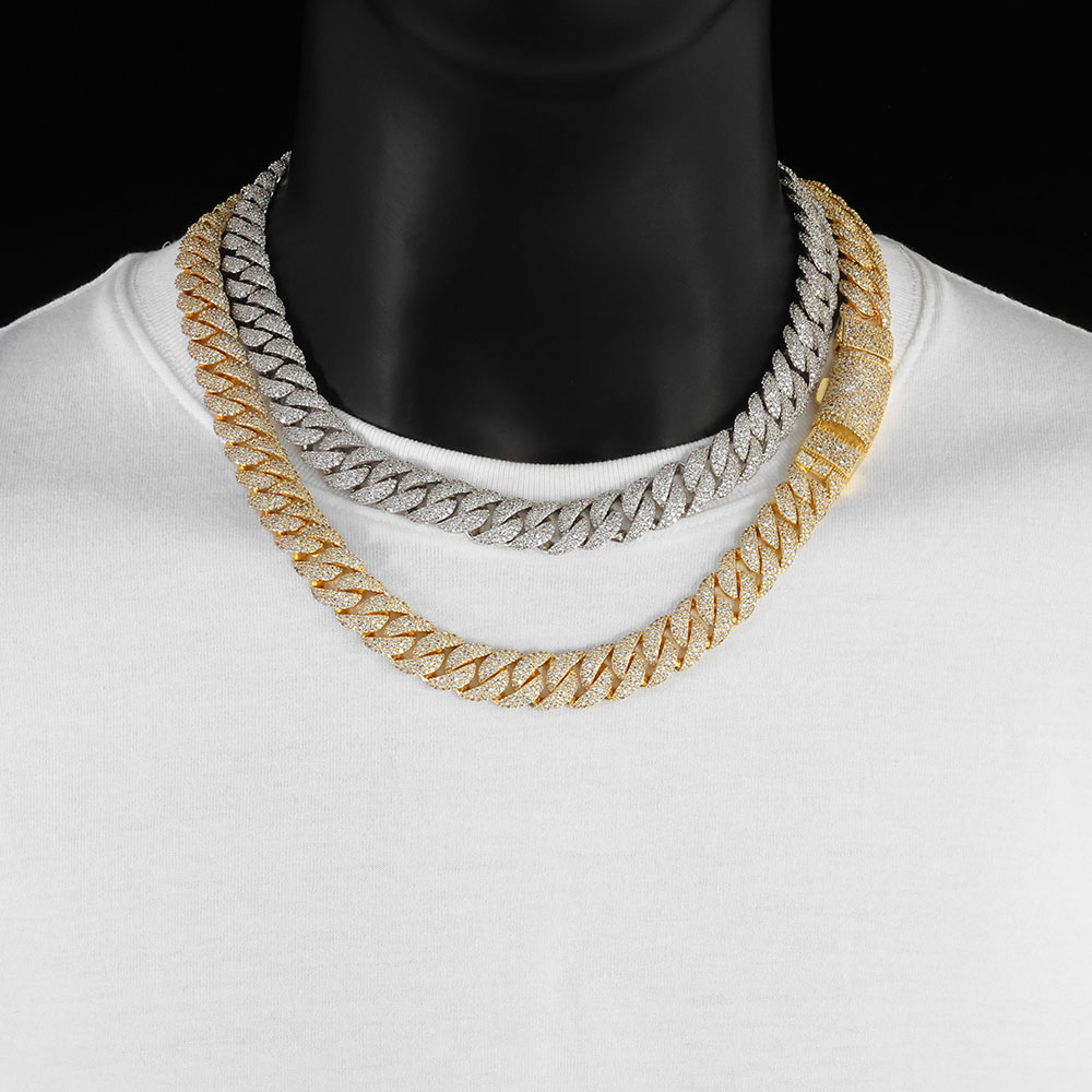 สร้อยคิวบาลิงค์ประดับเพชร 3 แถ - Hip Hop Chain Necklace บทวิจารณ์และราคา