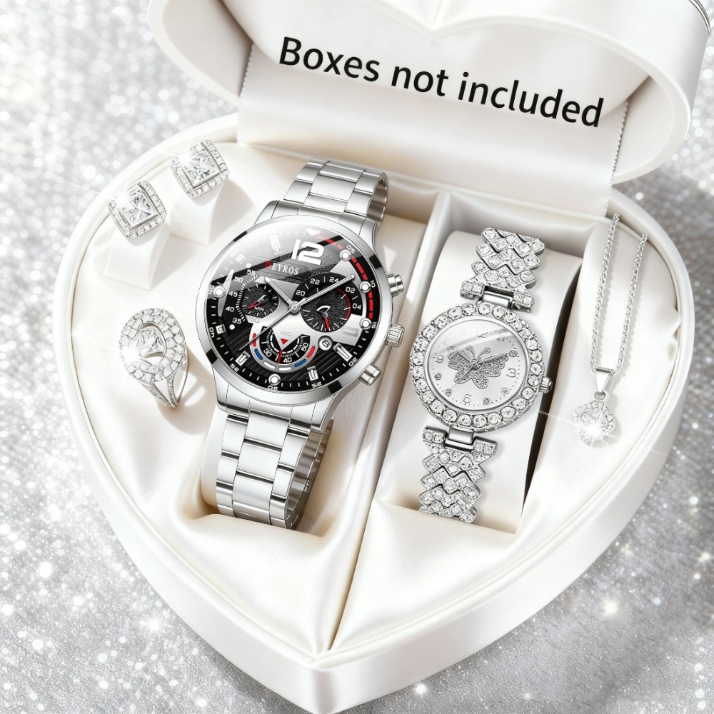 นาฬิกาคู่รักแฟชั่น ชุด 6 ชิ้น, - Jewelry Watches For Ladies บทวิจารณ์และราคา