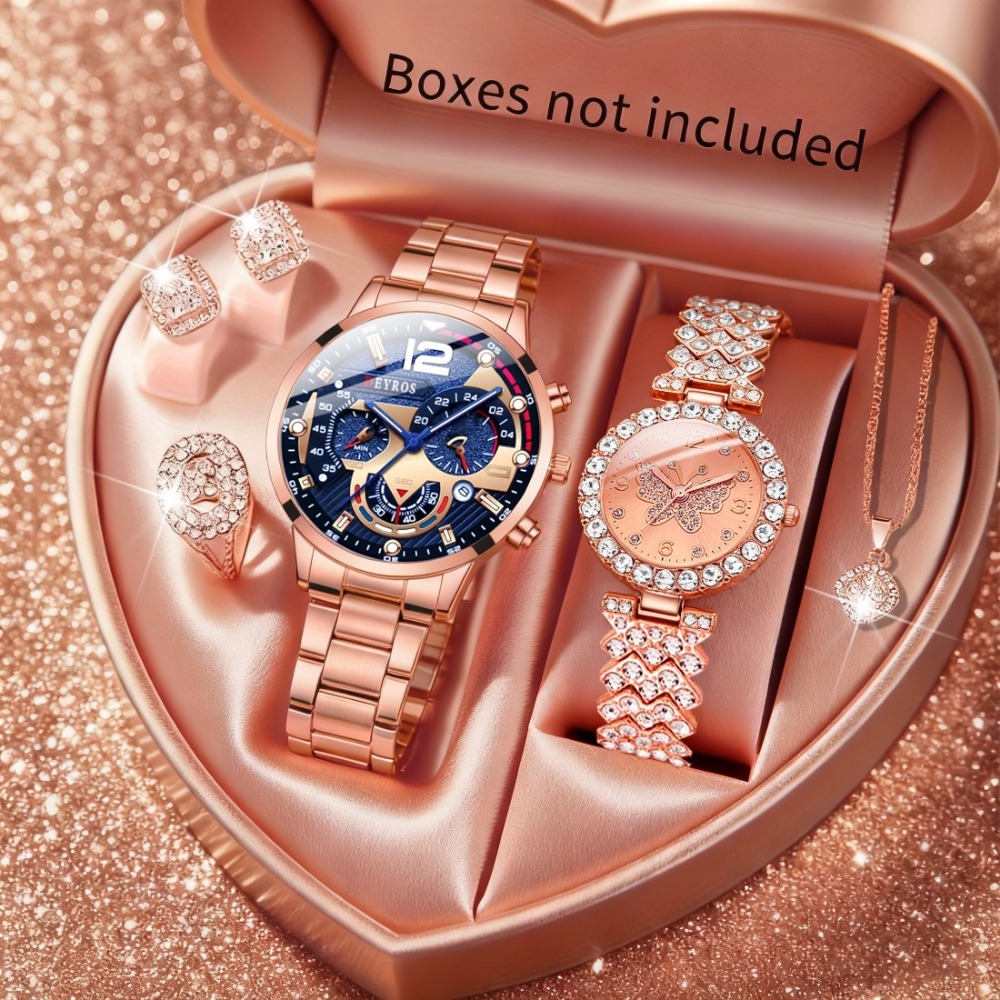 นาฬิกาคู่รักแฟชั่น ชุด 6 ชิ้น, - Jewelry Watches For Ladies บทวิจารณ์และราคา