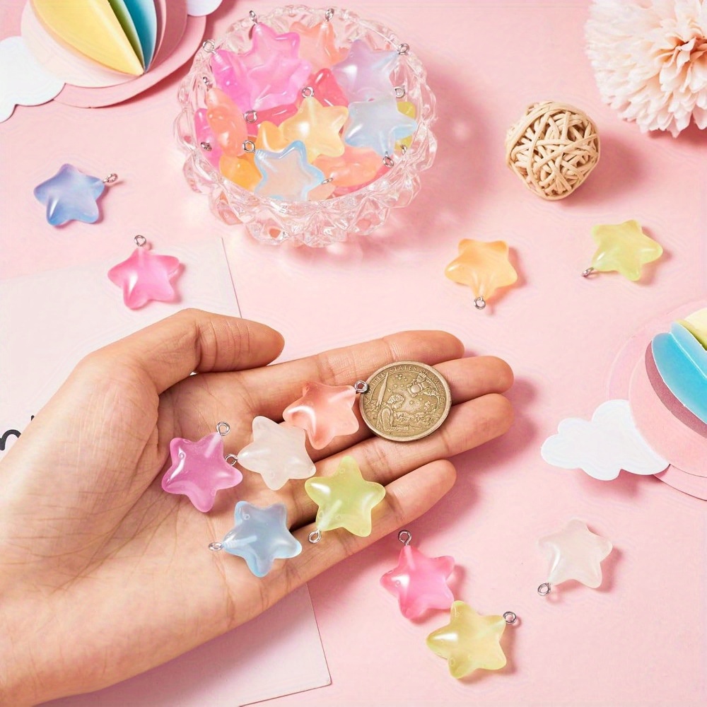 จี้เรซิ่นรูปดาวเรืองแสงหลากสี  - Moon Star Earrings บทวิจารณ์และราคา