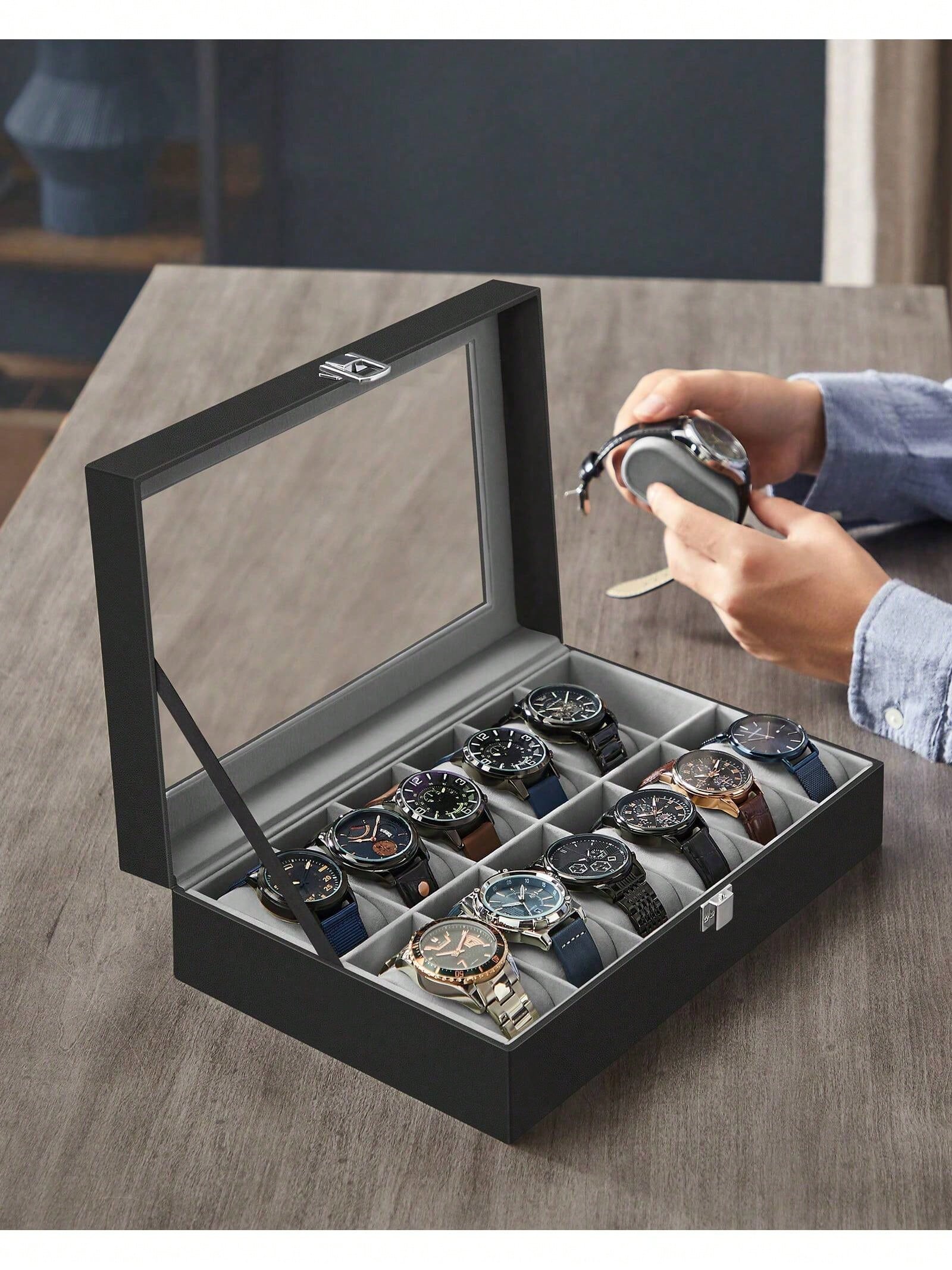 กล่องเก็บนาฬิกาแบบล็อคได้ 12 ช - Jewelry And Watches Box บทวิจารณ์และราคา