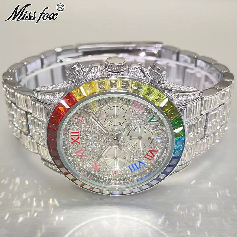 MISSFOX Luxury Iced นาฬิกาผู้ช - Jewelry Inspired Watches บทวิจารณ์และราคา