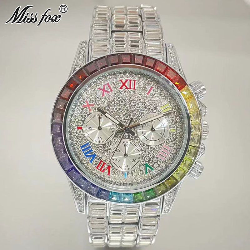 MISSFOX Luxury Iced นาฬิกาผู้ช - Jewelry Inspired Watches บทวิจารณ์และราคา