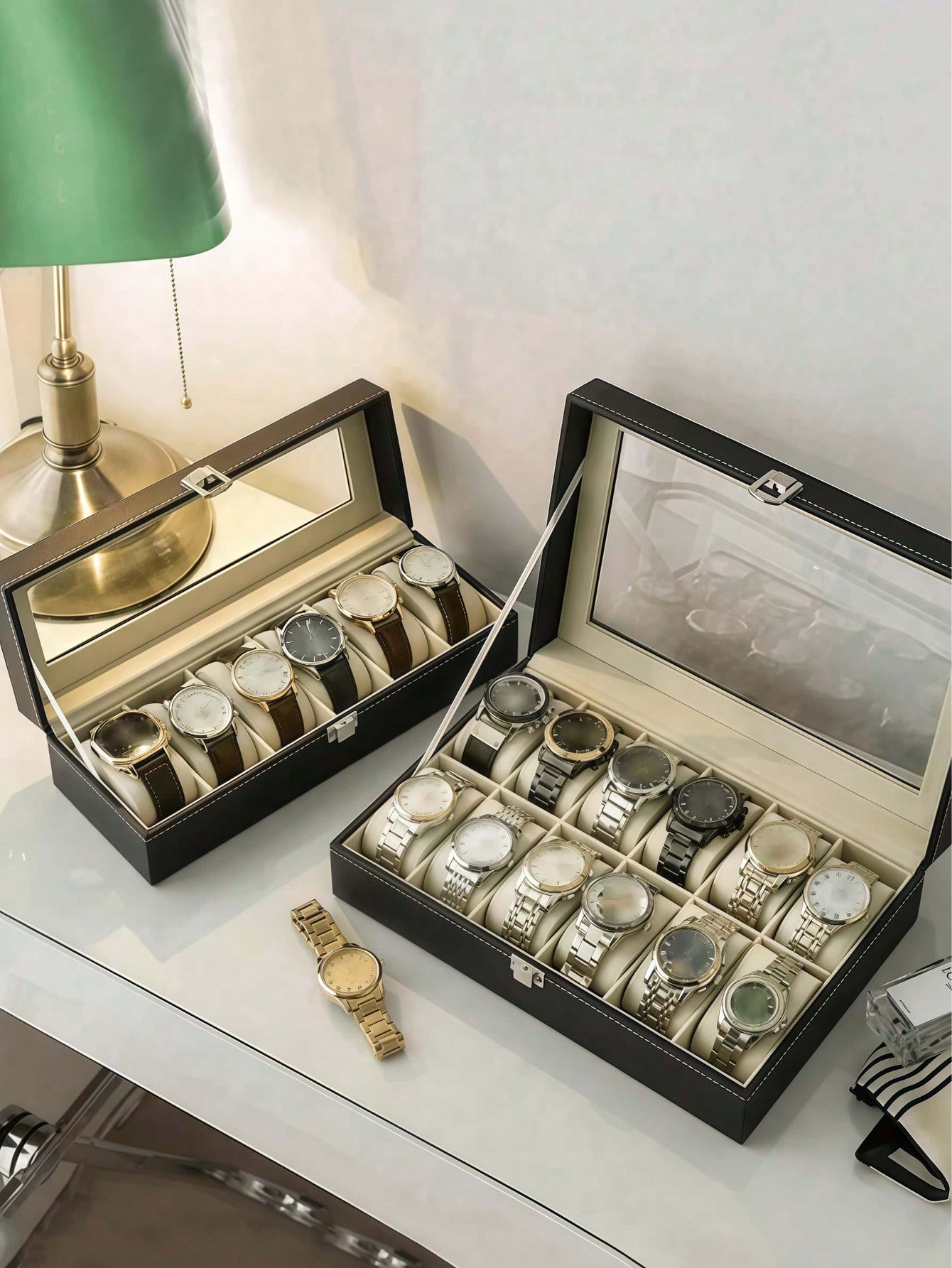 กล่องใส่นาฬิกาหนังพร้อมกุญแจล็ - Jewelry And Watches Box บทวิจารณ์และราคา