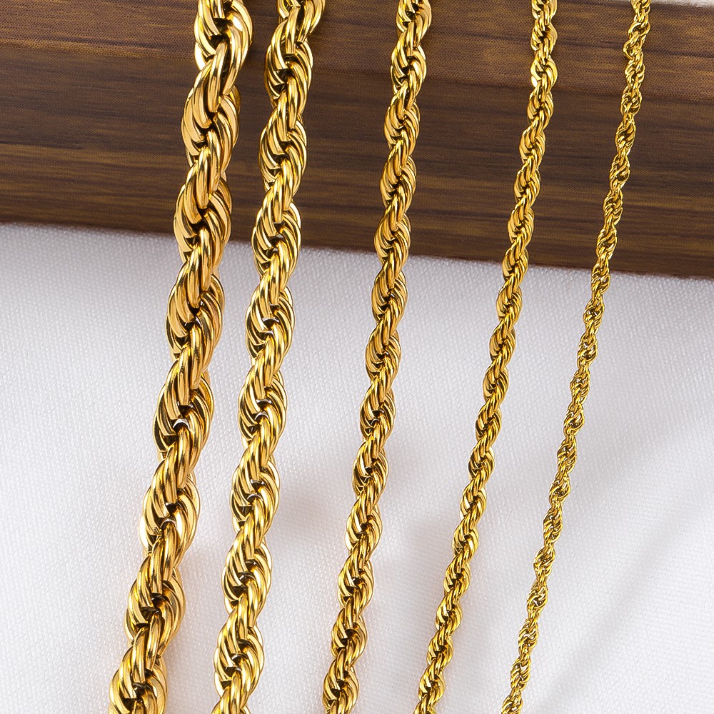 โซ่เชือกสแตนเลสแบบเกลียว 0.5/1 - Hip Hop Chain Necklace บทวิจารณ์และราคา