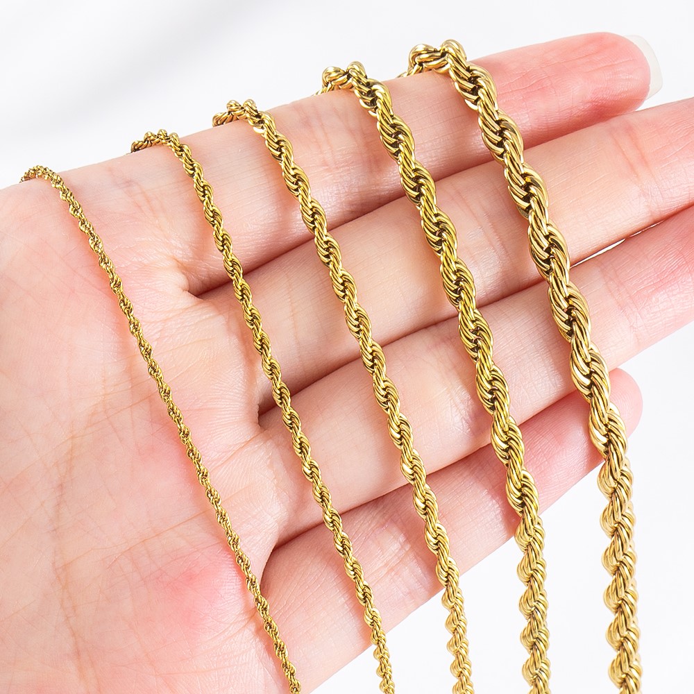 โซ่เชือกสแตนเลสแบบเกลียว 0.5/1 - Hip Hop Chain Necklace บทวิจารณ์และราคา