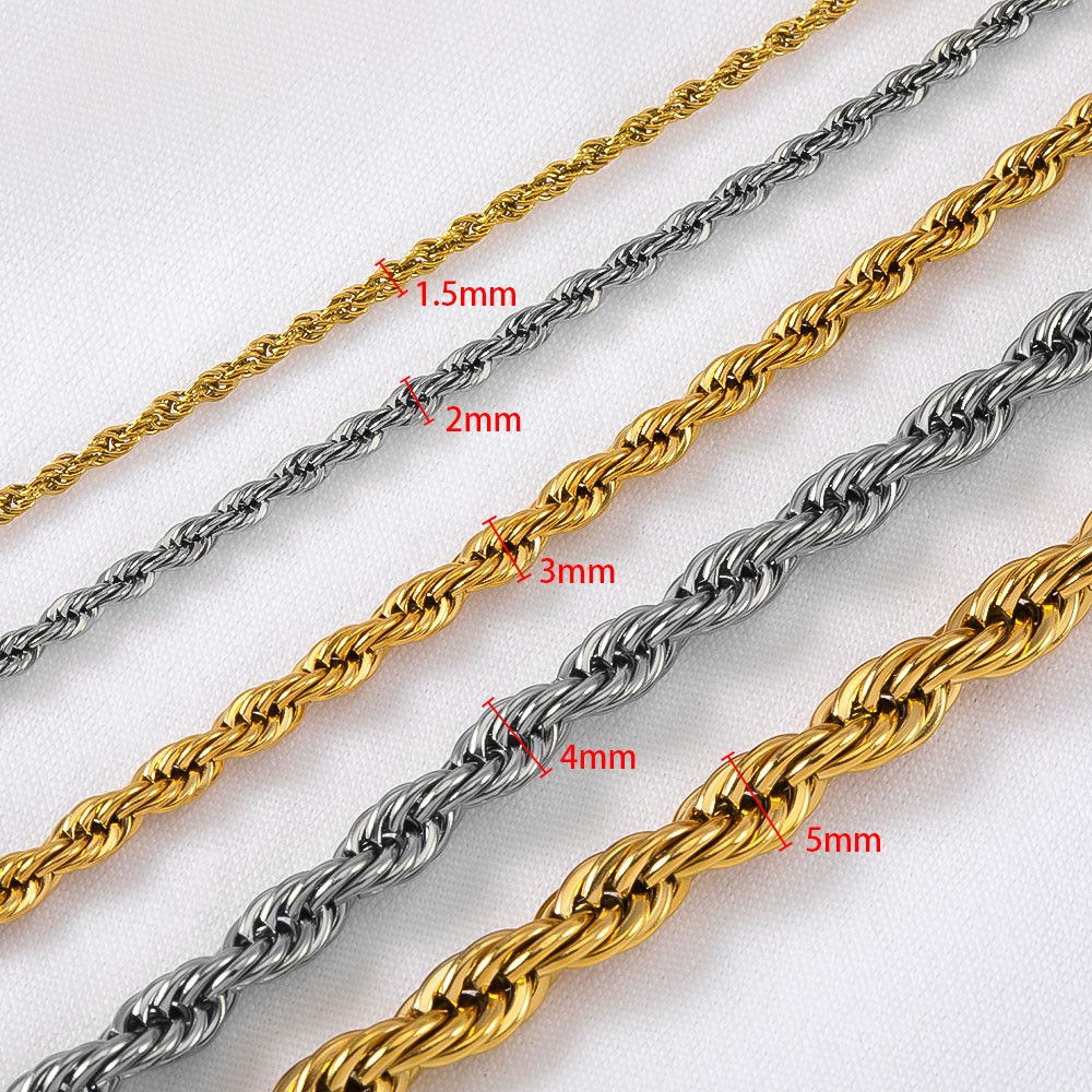 โซ่เชือกสแตนเลสแบบเกลียว 0.5/1 - Hip Hop Chain Necklace บทวิจารณ์และราคา