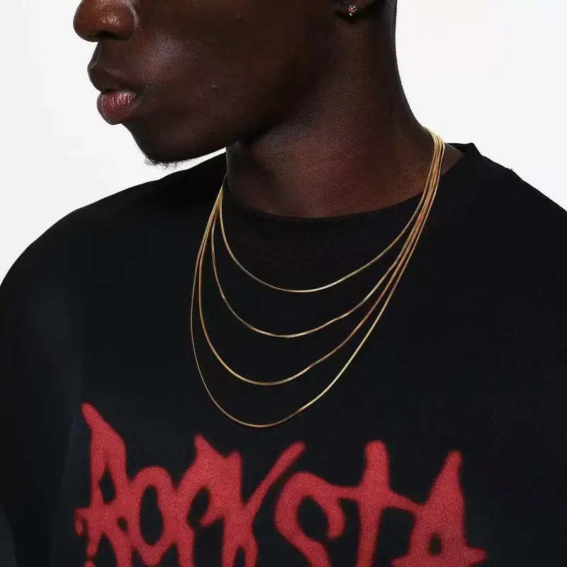 สร้อยคอผู้ชายแบบโซ่ลายงูทรงแปด - Hip Hop Chain Necklace บทวิจารณ์และราคา