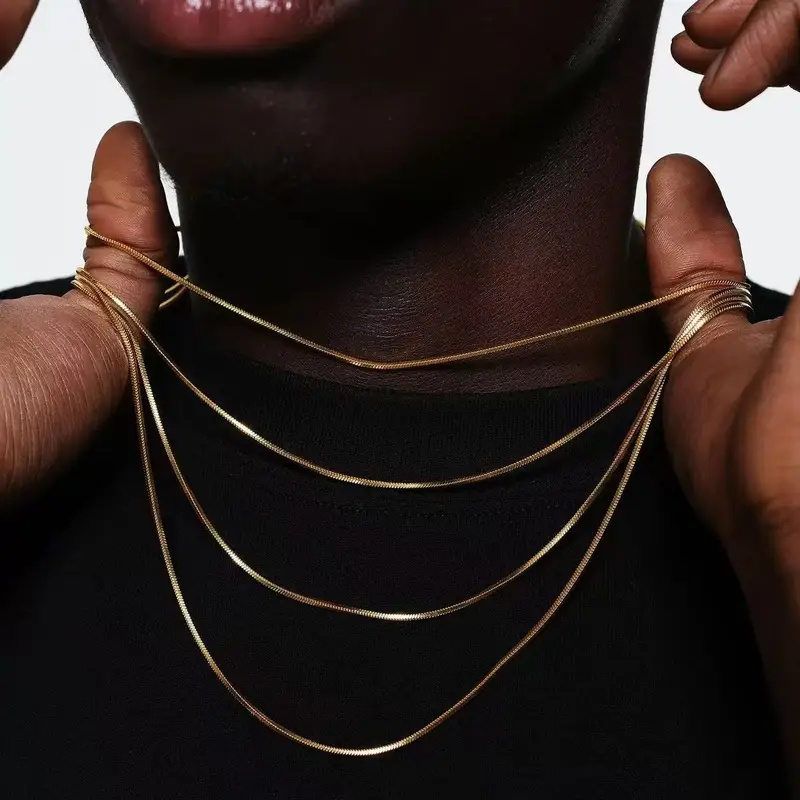 สร้อยคอผู้ชายแบบโซ่ลายงูทรงแปด - Hip Hop Chain Necklace บทวิจารณ์และราคา