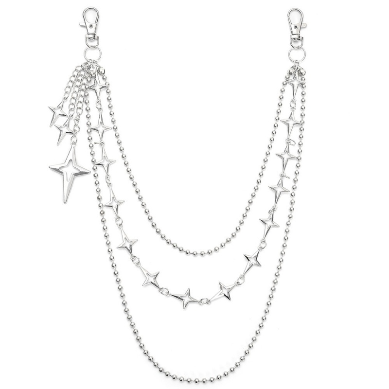 สร้อยคาดเอวแบบหลายชั้นลายดาวสไ - Hip Hop Chain Necklace บทวิจารณ์และราคา